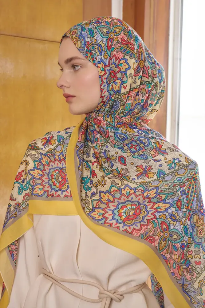 Passionate Marissa Desen Şal - Sarı - 4