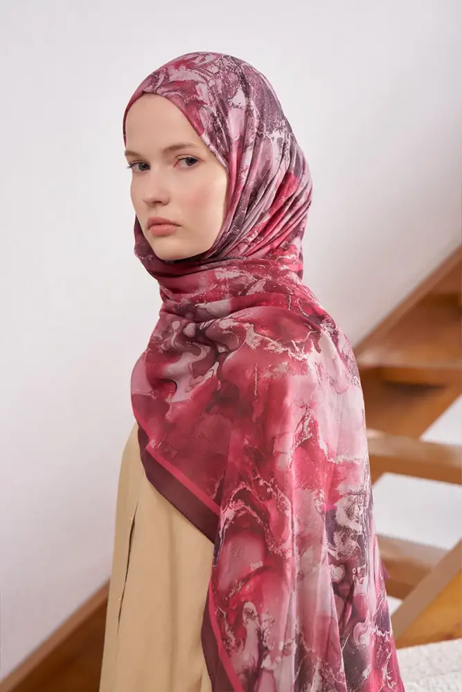 Passionate Solstice Desen Şal - Bordo - 1