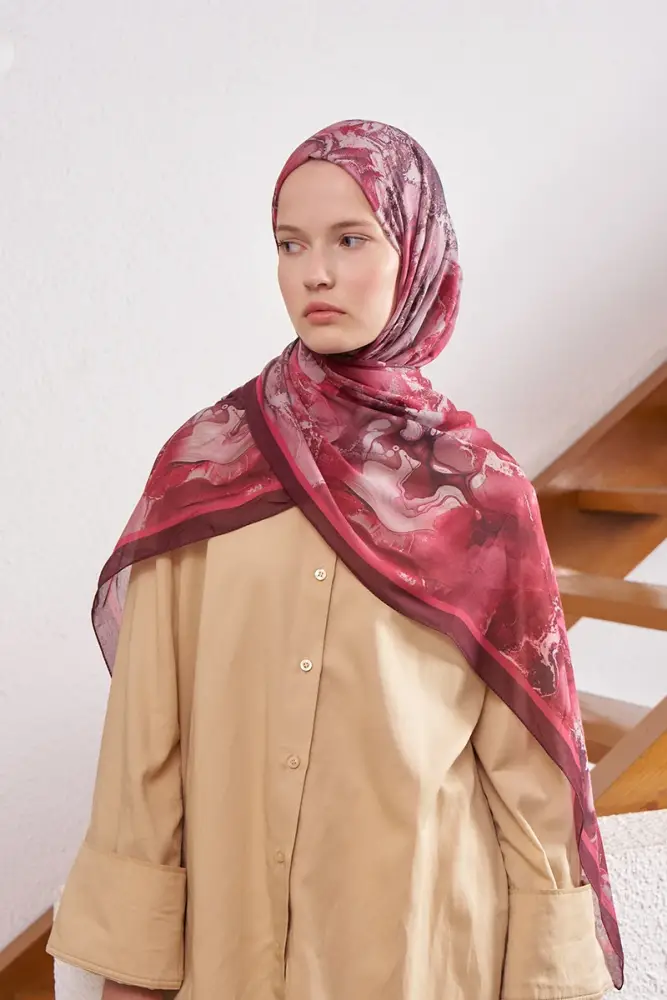 Passionate Solstice Desen Şal - Bordo - 2