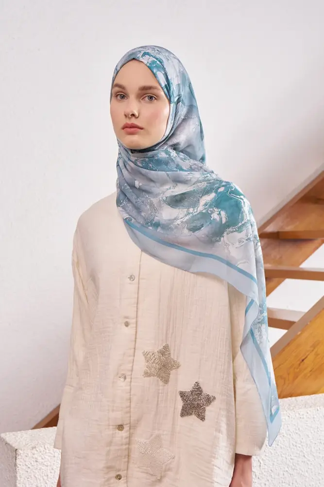 Passionate Solstice Desen Şal - Mavi - 3