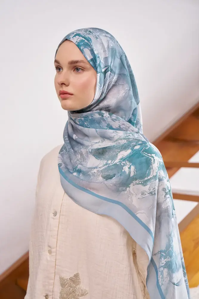 Passionate Solstice Desen Şal - Mavi - 4
