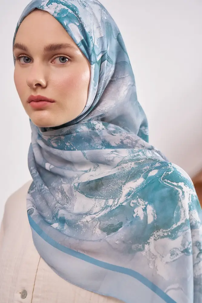 Passionate Solstice Desen Şal - Mavi - 5