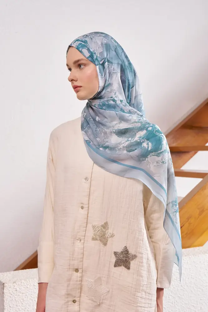 Passionate Solstice Desen Şal - Mavi - 6