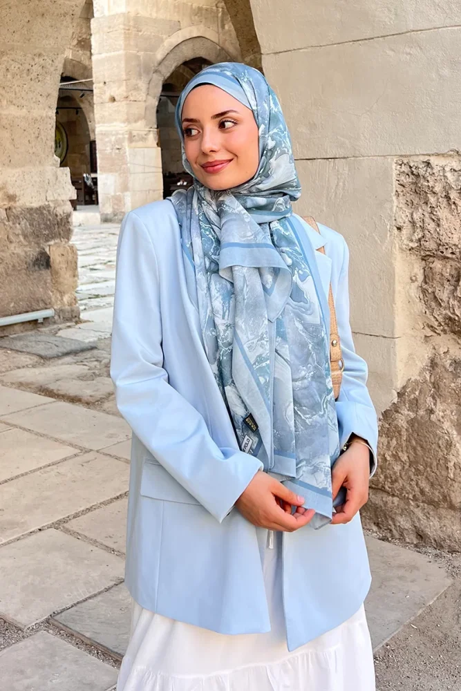 Passionate Solstice Desen Şal - Mavi - 1