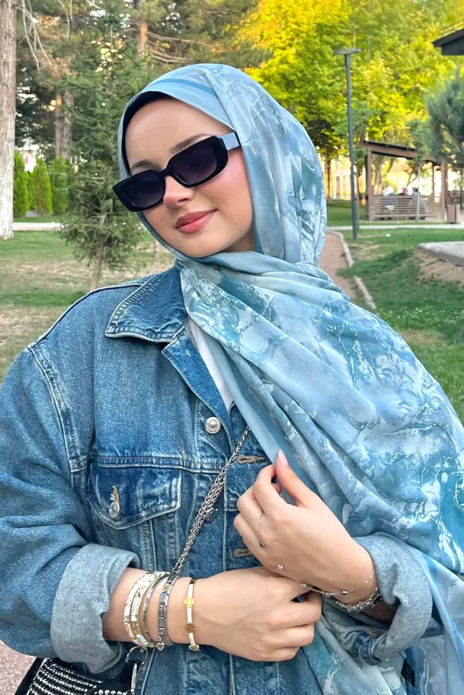 Passionate Solstice Desen Şal - Mavi - 2