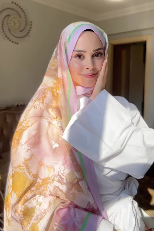 Passionate Solstice Desen Şal - Pembe 