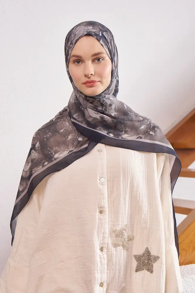 Passionate Solstice Desen Şal - Siyah - 2