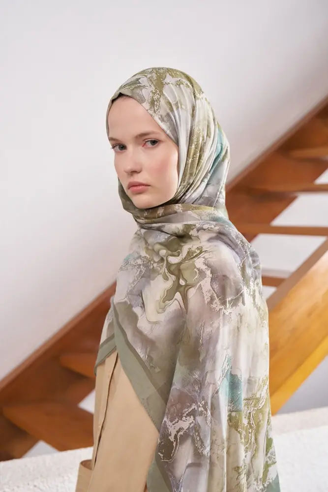 Passionate Solstice Desen Şal - Yeşil - 1