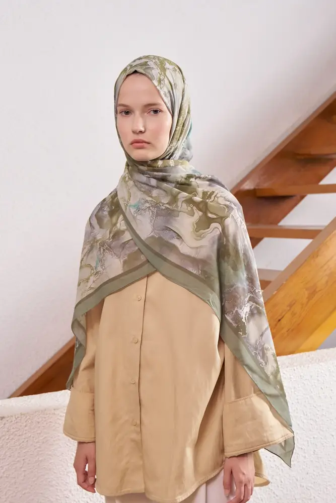 Passionate Solstice Desen Şal - Yeşil - 2