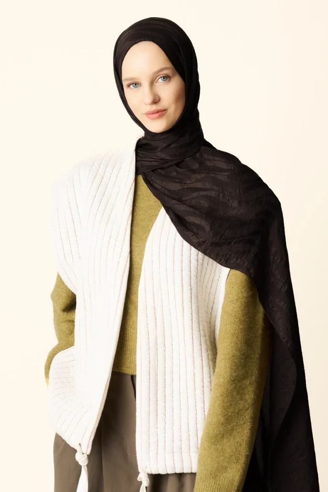 Premium Jakar Şal Dalga Desen - Acı Kahve - 3