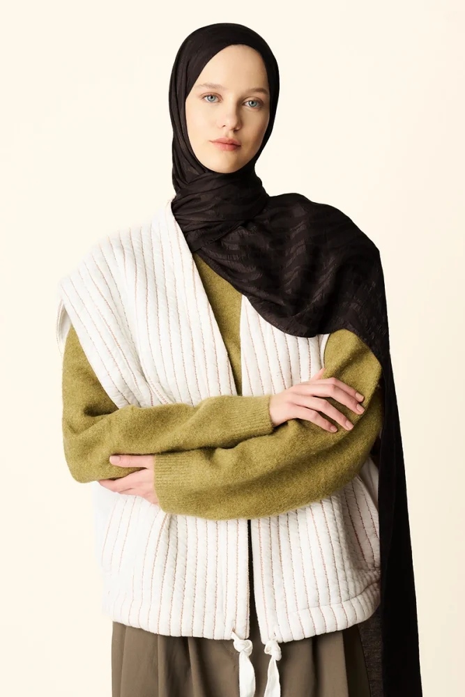 Premium Jakar Şal Dalga Desen - Acı Kahve - 1