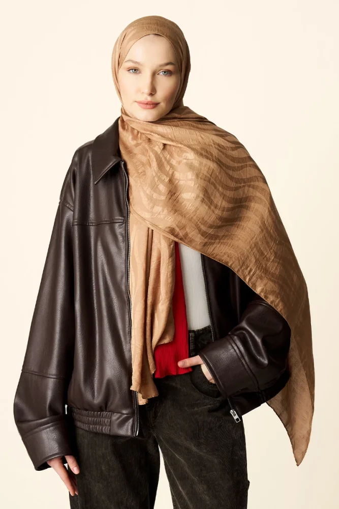 Premium Jakar Şal Dalga Desen - Bronz - 2