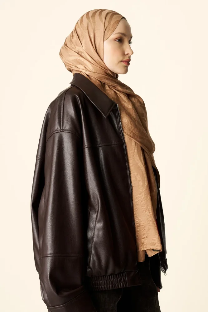 Premium Jakar Şal Dalga Desen - Bronz - 3