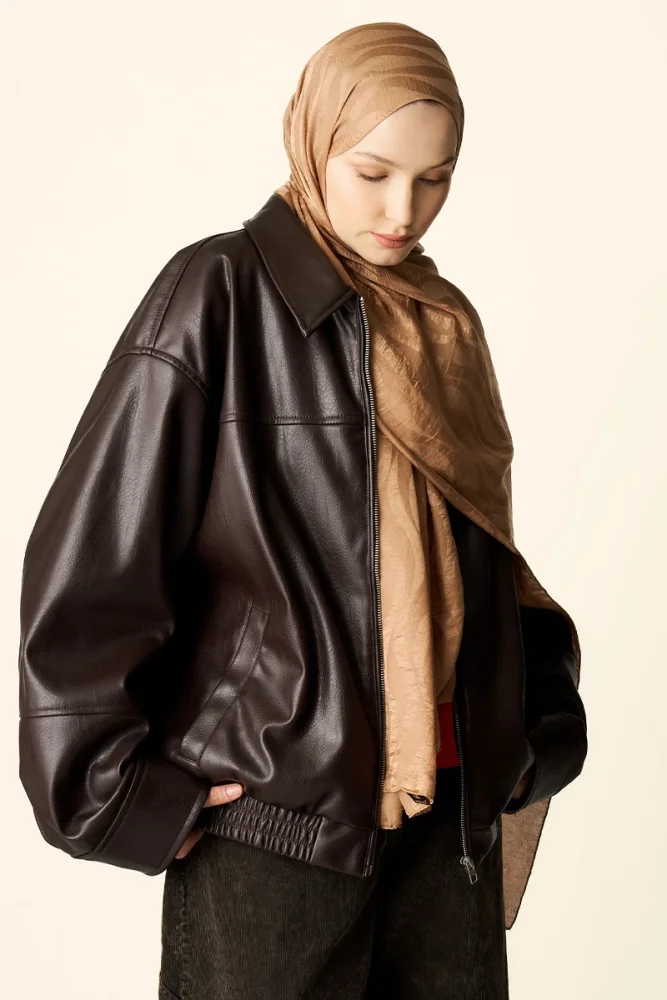 Premium Jakar Şal Dalga Desen - Bronz - 4