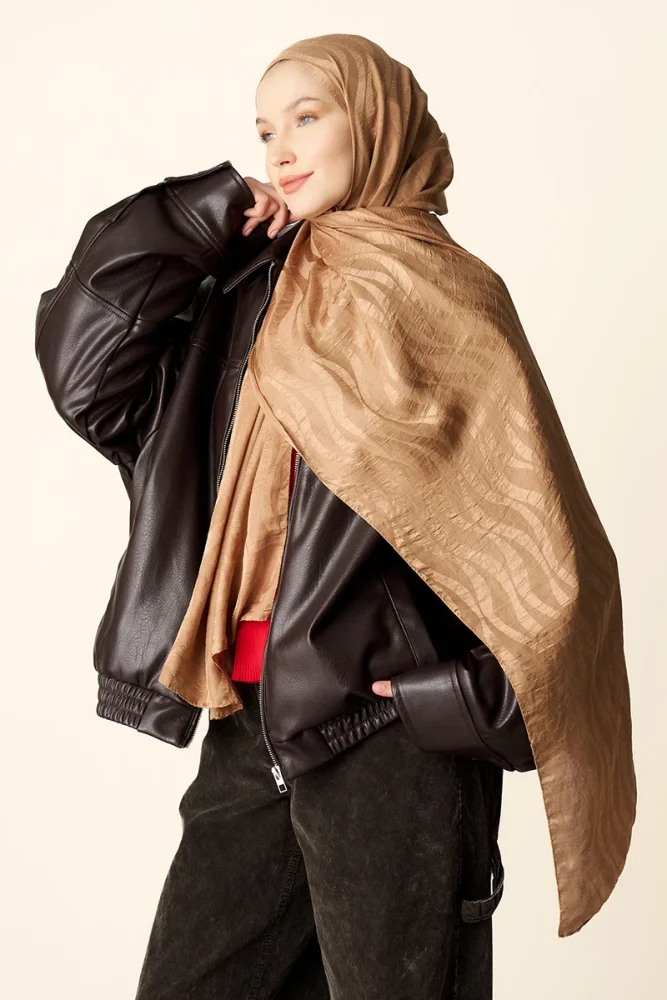 Premium Jakar Şal Dalga Desen - Bronz - 5