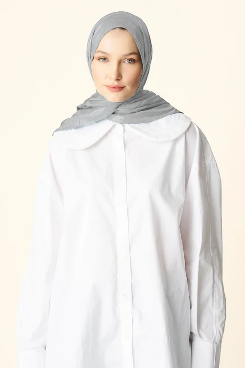 Premium Jakar Şal Dalga Desen - Gri 