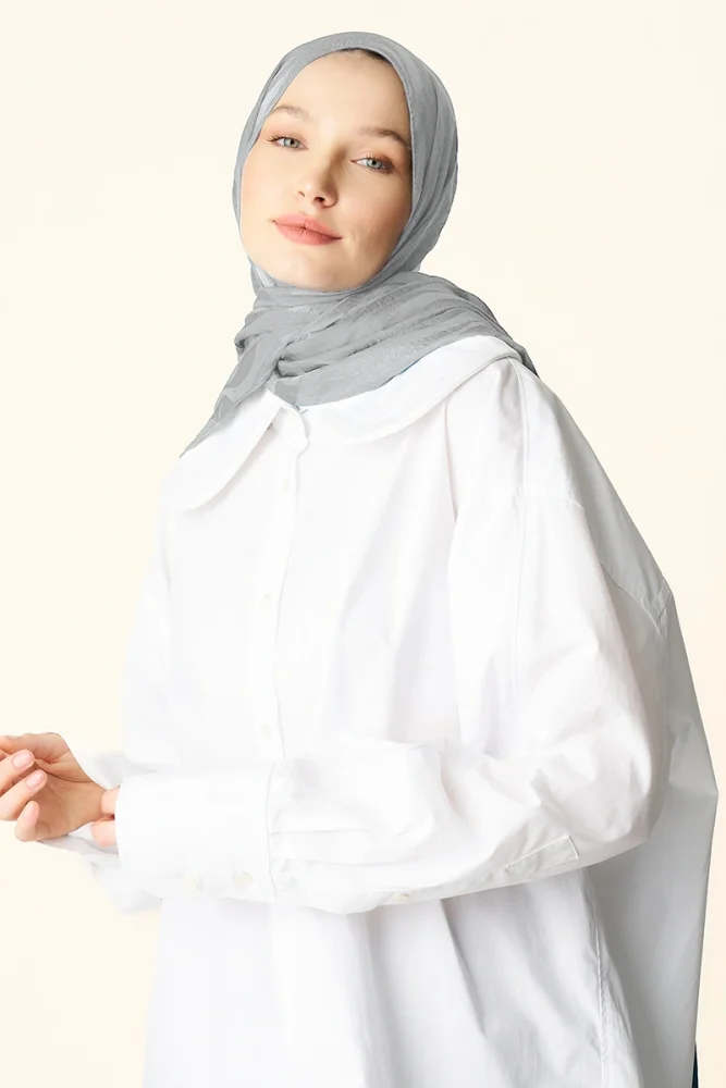 Premium Jakar Şal Dalga Desen - Gri - 2