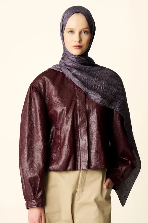 Premium Jakar Şal Dalga Desen - Mor 