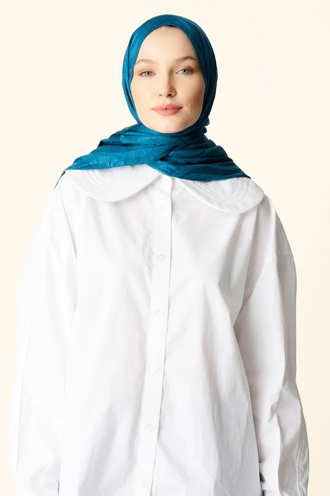 Premium Jakar Şal Dalga Desen - Petrol - 2