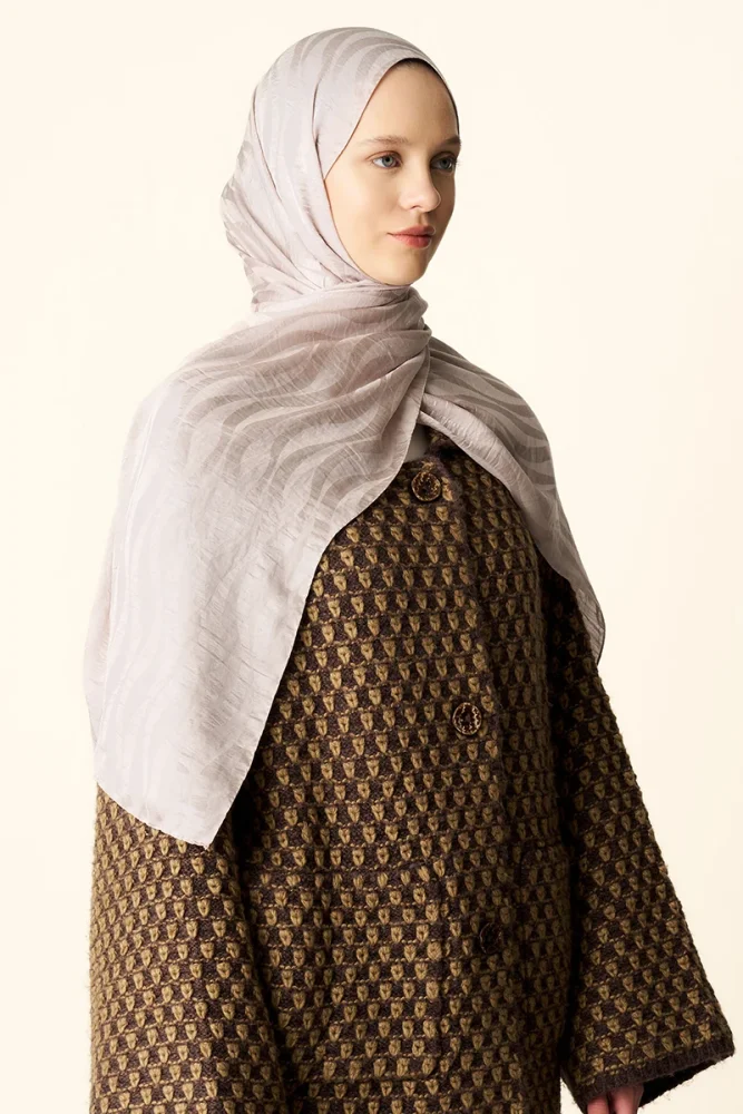 Premium Jakar Şal Dalga Desen - Taş - 1