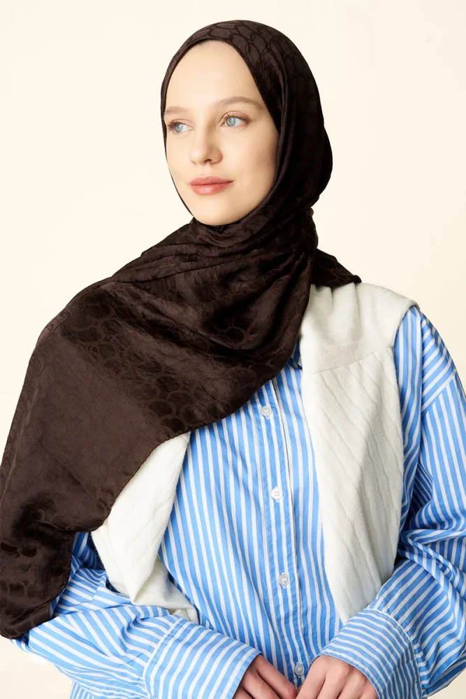Premium Jakar Şal Halka Desen - Acı Kahve - 7