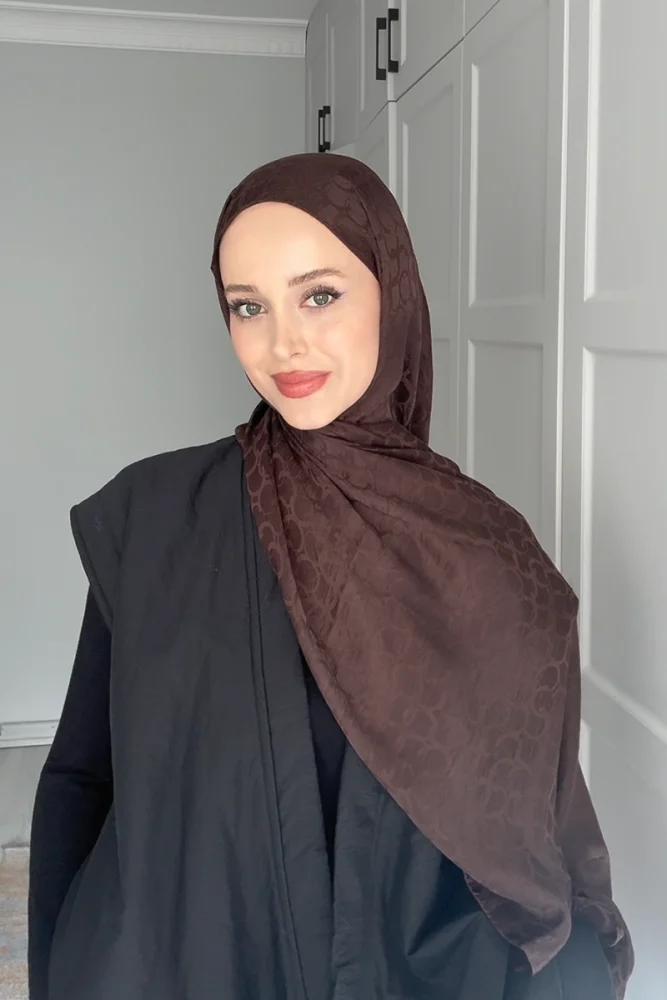 Premium Jakar Şal Halka Desen - Acı Kahve - 2