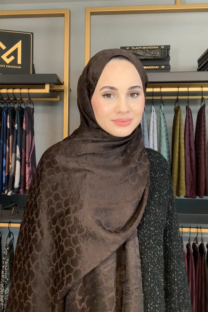 Premium Jakar Şal Halka Desen - Acı Kahve - 3
