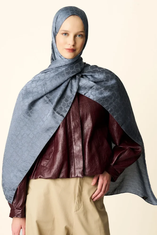 Premium Jakar Şal Halka Desen - Antrasit - 2