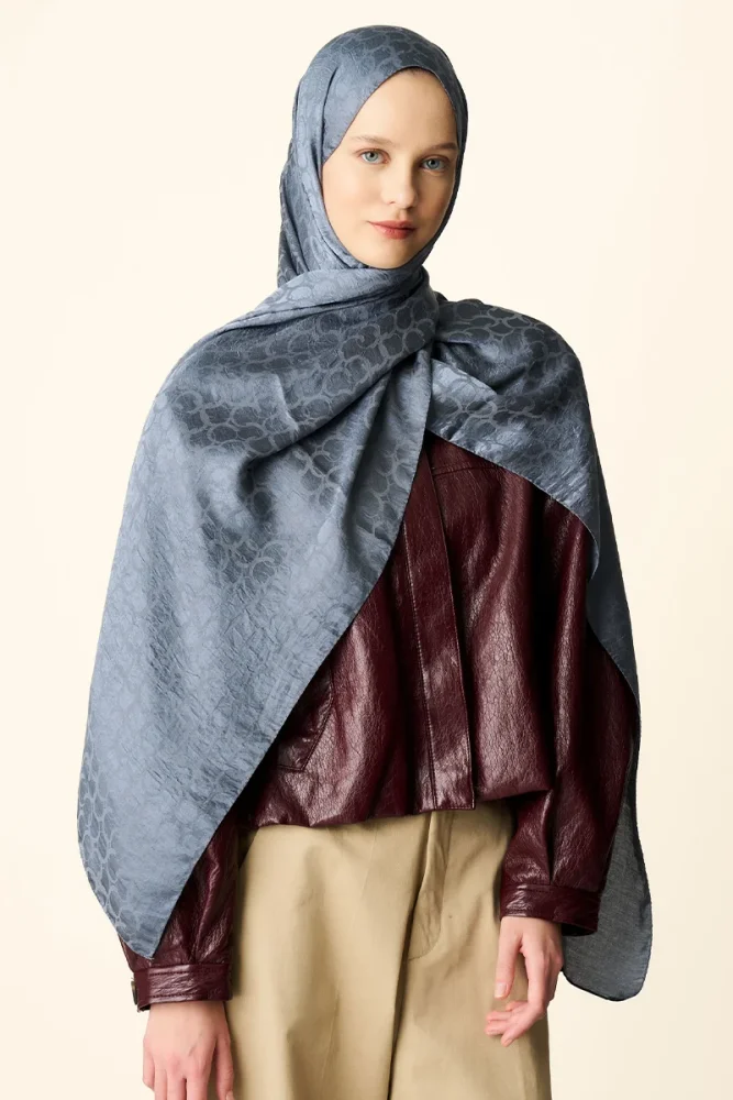 Premium Jakar Şal Halka Desen - Antrasit - 3