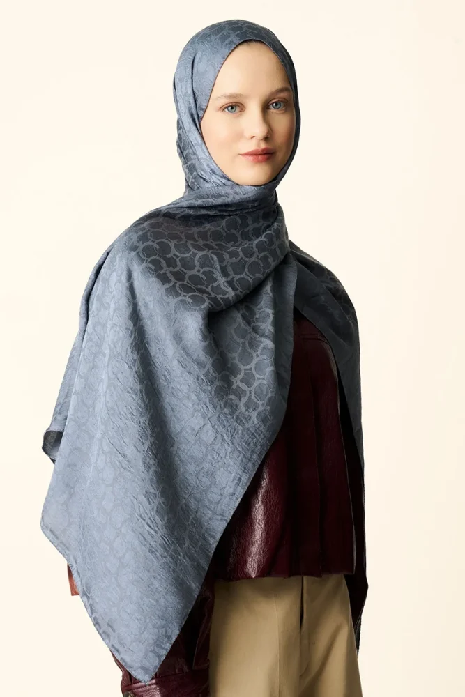 Premium Jakar Şal Halka Desen - Antrasit - 4