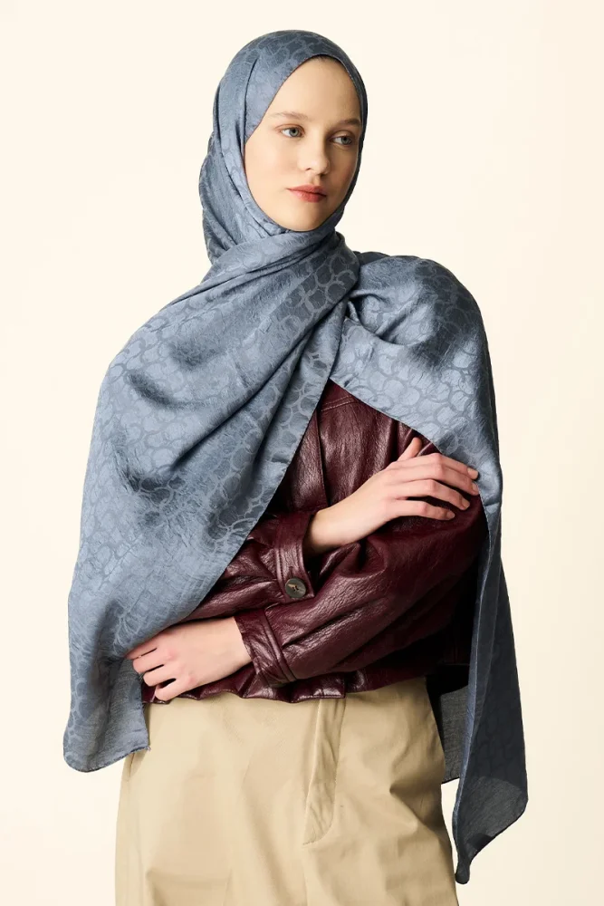 Premium Jakar Şal Halka Desen - Antrasit - 5