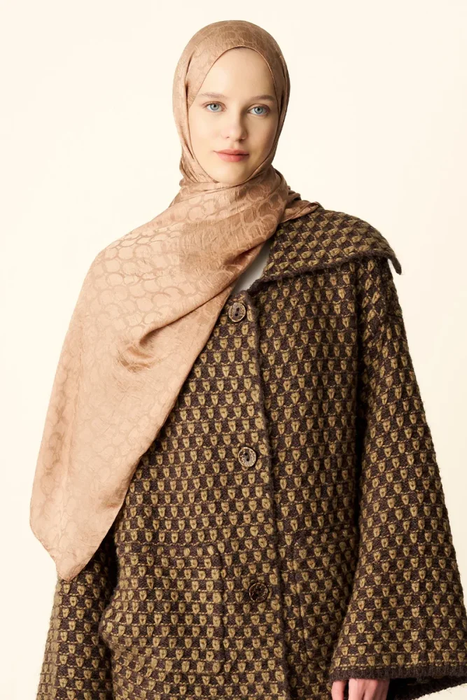 Premium Jakar Şal Halka Desen - Bronz - 3