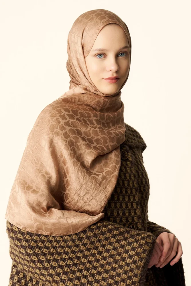 Premium Jakar Şal Halka Desen - Bronz - 4