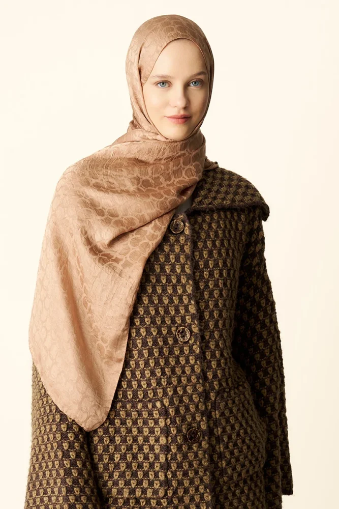 Premium Jakar Şal Halka Desen - Bronz - 5