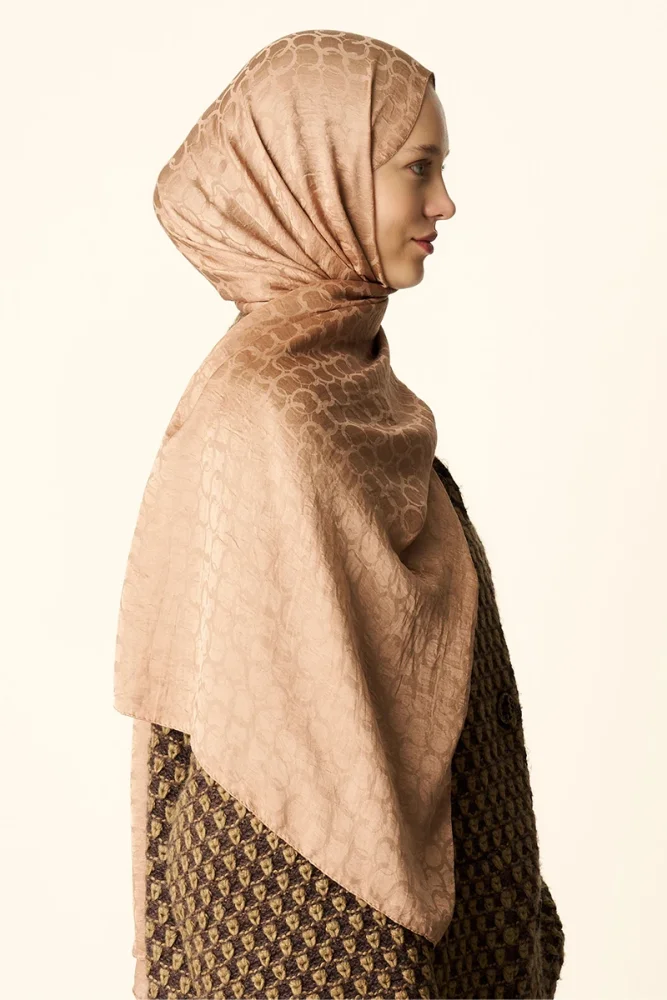 Premium Jakar Şal Halka Desen - Bronz - 6