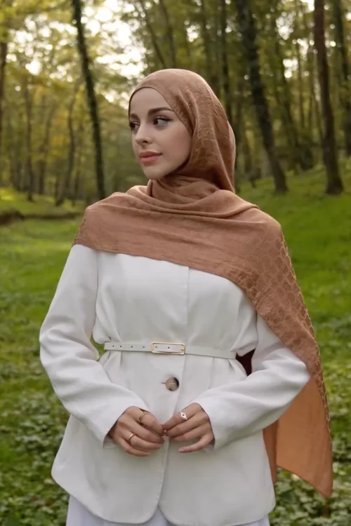 Premium Jakar Şal Halka Desen - Bronz 