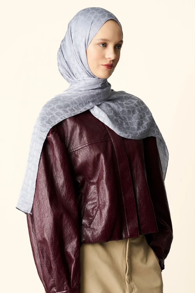 Premium Jakar Şal Halka Desen - Gri - 1