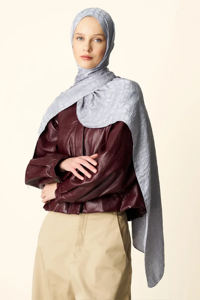 Premium Jakar Şal Halka Desen - Gri - 2