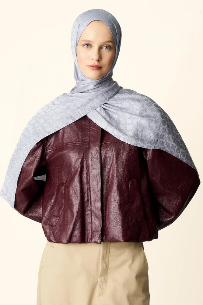 Premium Jakar Şal Halka Desen - Gri - 3