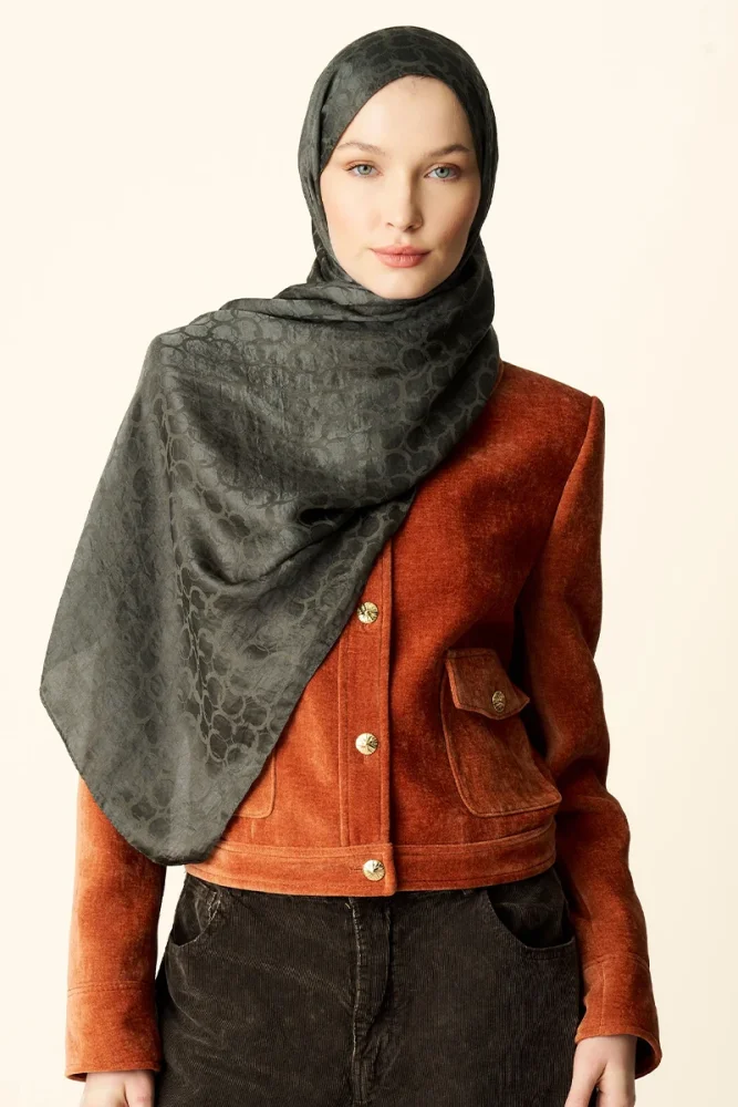 Premium Jakar Şal Halka Desen - Haki - 3