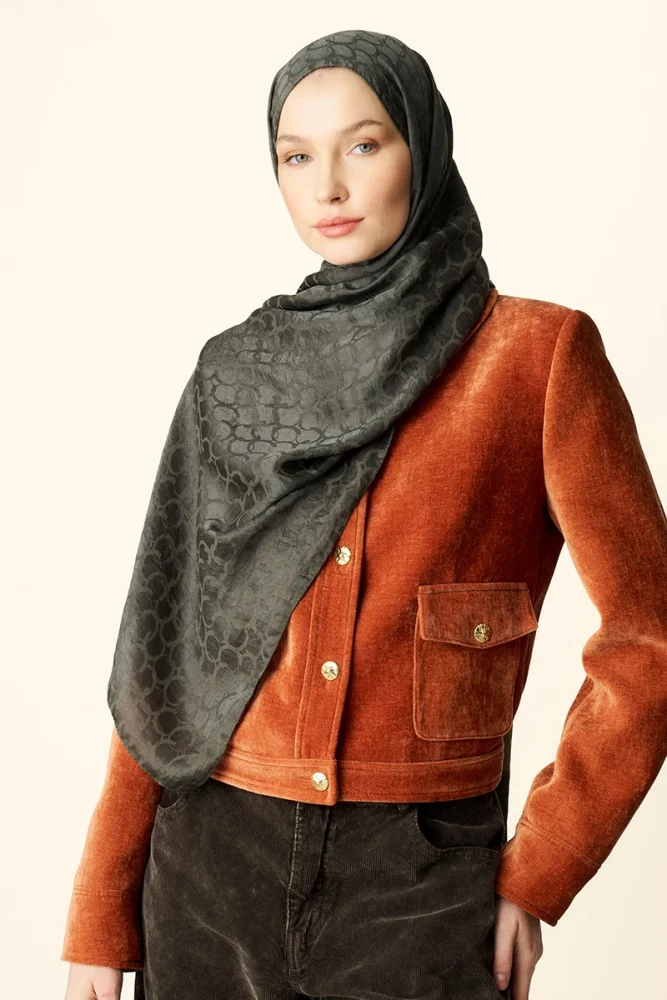 Premium Jakar Şal Halka Desen - Haki - 4