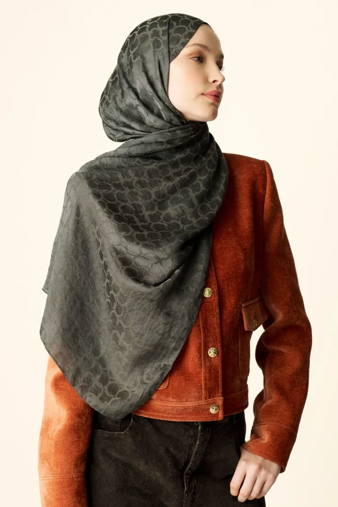 Premium Jakar Şal Halka Desen - Haki - 5