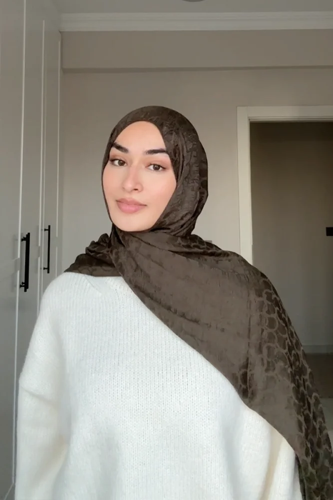 Premium Jakar Şal Halka Desen - Haki - 2