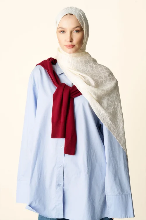 Premium Jakar Şal Halka Desen - İnci 