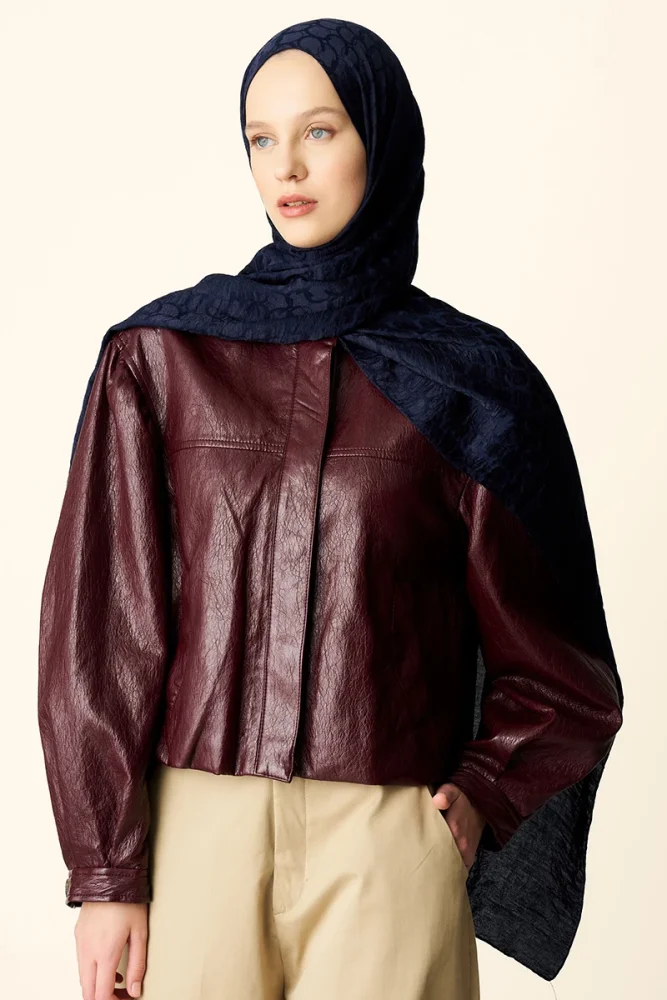 Premium Jakar Şal Halka Desen - Lacivert - 3