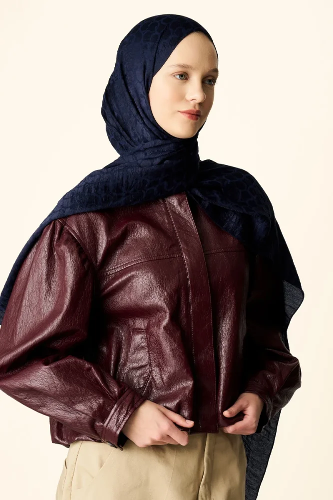 Premium Jakar Şal Halka Desen - Lacivert - 5