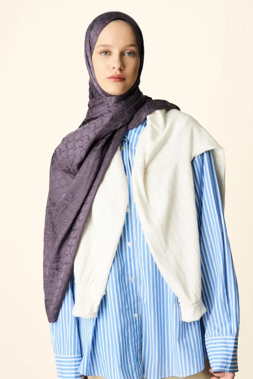 Premium Jakar Şal Halka Desen - Mor 