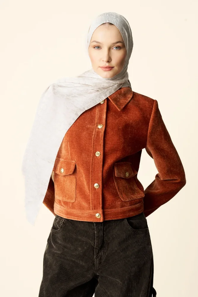 Premium Jakar Şal Halka Desen - Taş - 3