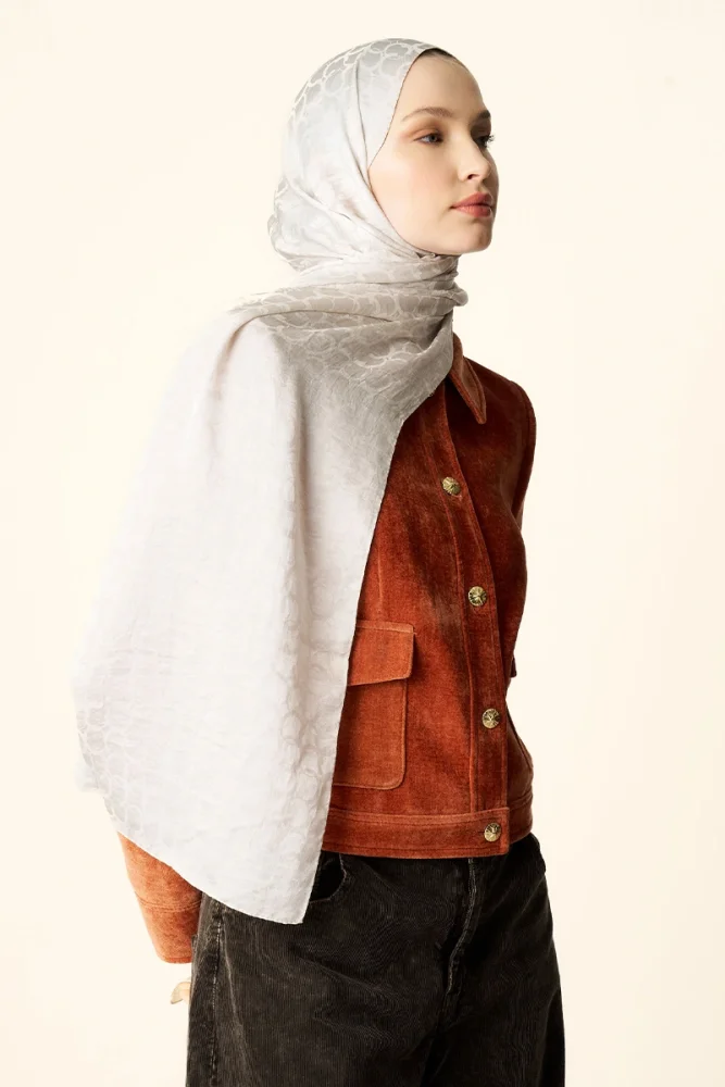 Premium Jakar Şal Halka Desen - Taş - 4