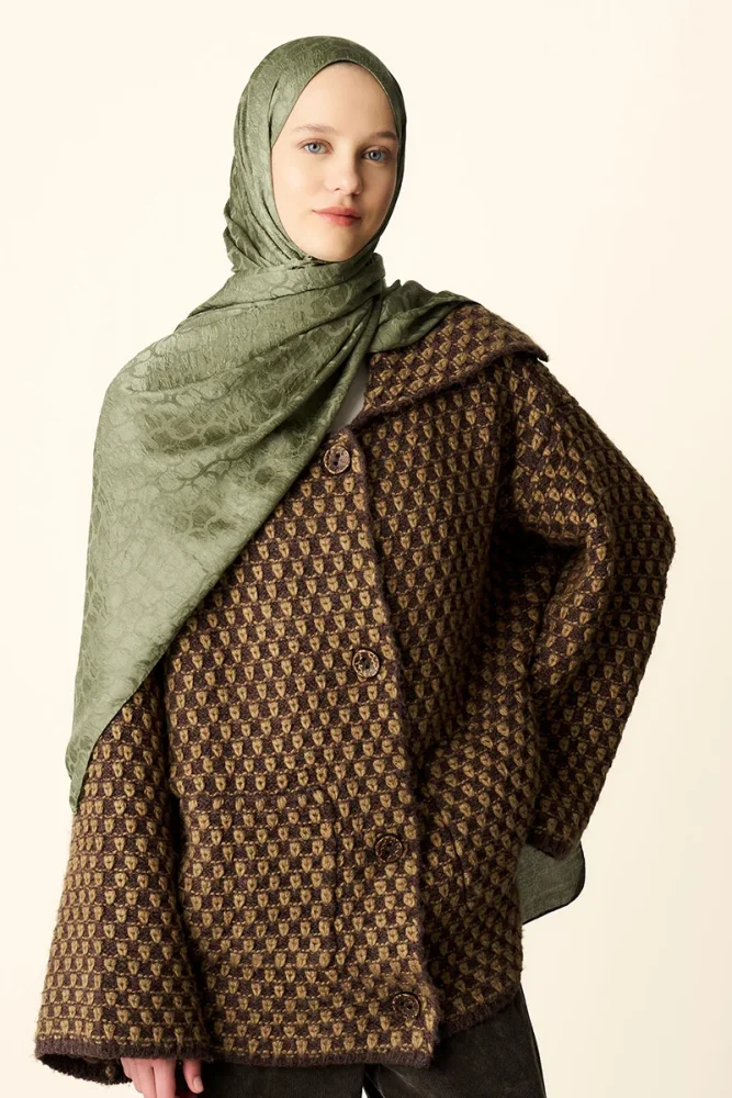 Premium Jakar Şal Halka Desen - Yeşil - 4